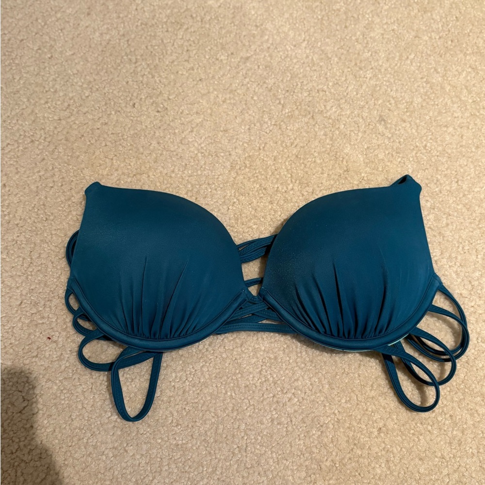 Teal Strappy Bikini Top